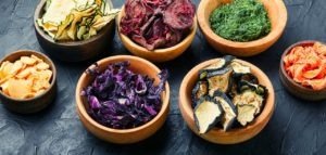 Dried arugula microgreens and fruit vegetables