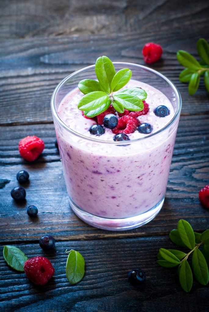 Radish microgreens with banana with berries Smoothie