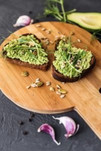 Toast with avocado and microgreens.