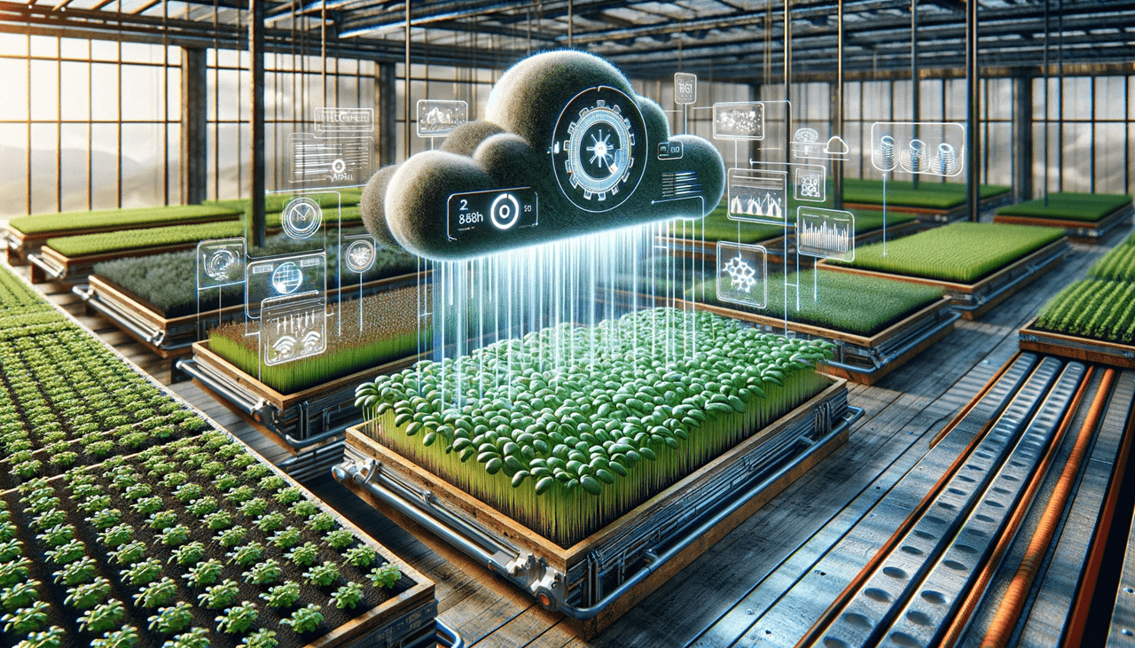 Smart agriculture technology in indoor vertical microgreens farm.