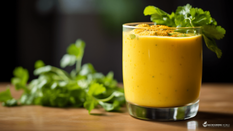 Cilantro Microgreens, Mango, and Papaya Smoothie