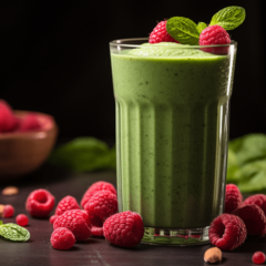 Raspberry Almond Spinach Microgreens Smoothie