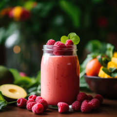 Raspberry-Mango-Basil-Bliss Smoothie