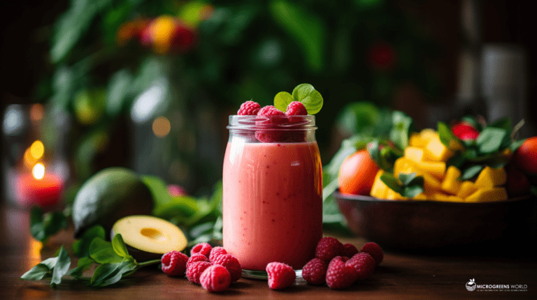 Raspberry-Mango-Basil-Bliss Smoothie