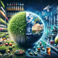 Futuristic lab with Earth and sustainable agriculture. Microgreens or Biofortification_ The Race to Feed the World