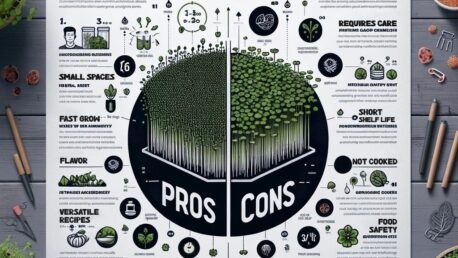 Infographic comparing microgreens pros and cons.