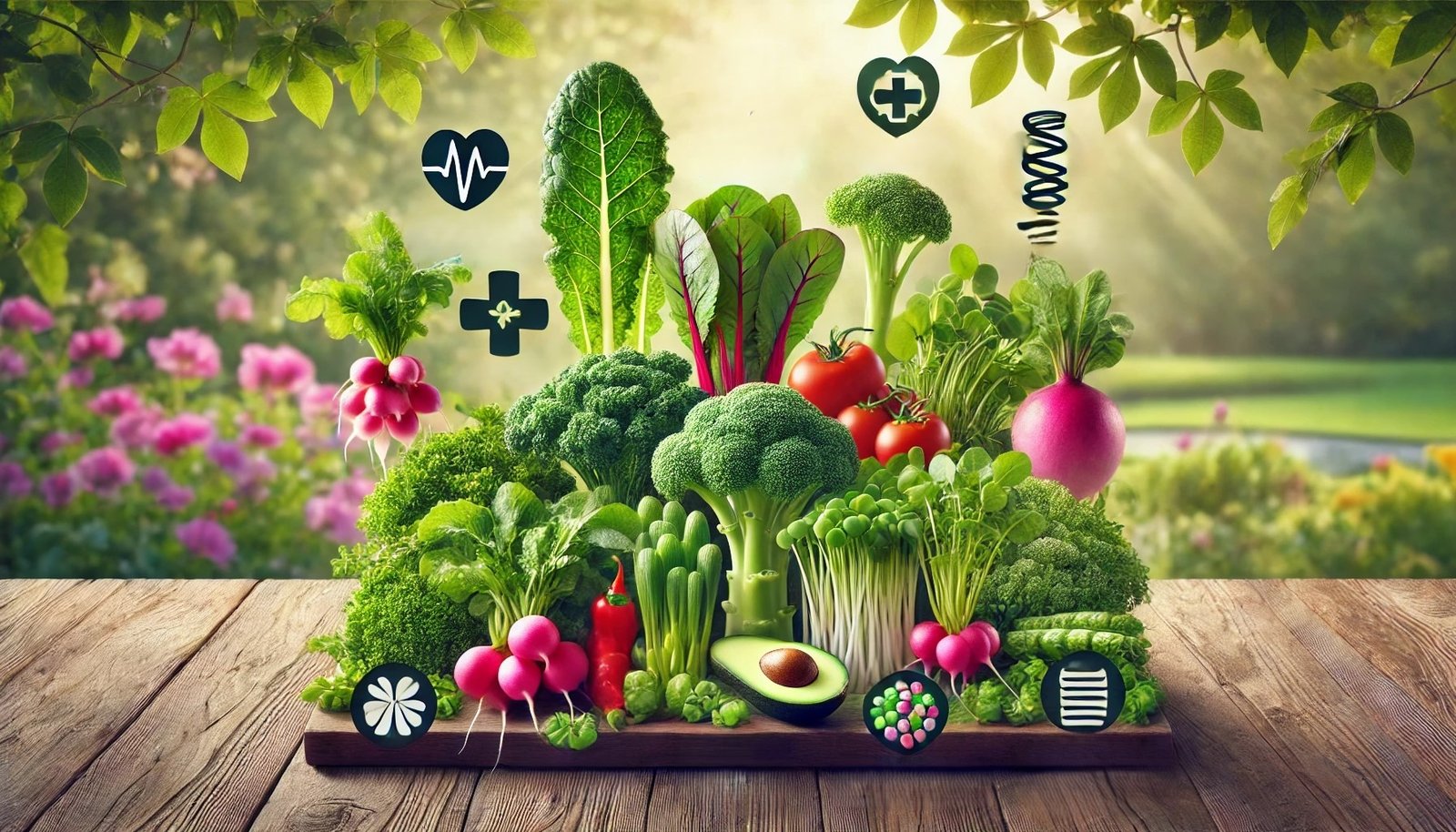 microgreens and chronic diseases the vibrant and healthy qualities of microgreens with the subtle inclusion of icons representing chronic diseases around the perimeter. The bright, fresh, and inviting mood highlights the natural and nutritious aspects of the microgreens.