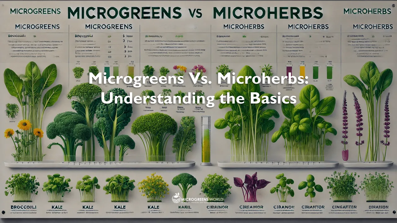 A graphic clearly illustrates the characteristics, uses, and growing methods of microgreens and microherbs.