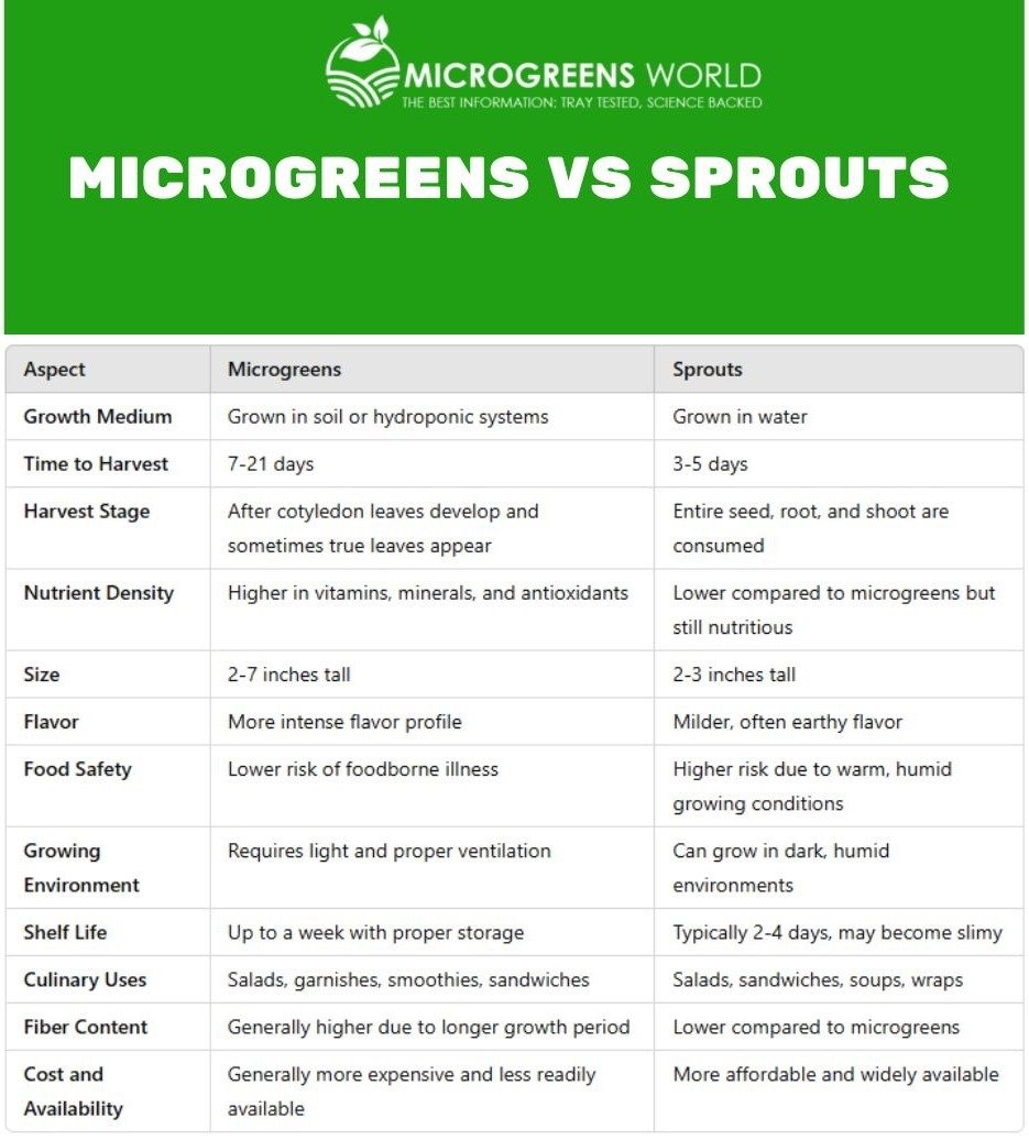 MICROGREENS vs Sprouts - 1 microgreens-vs-sprouts side-by-side-comparison Table