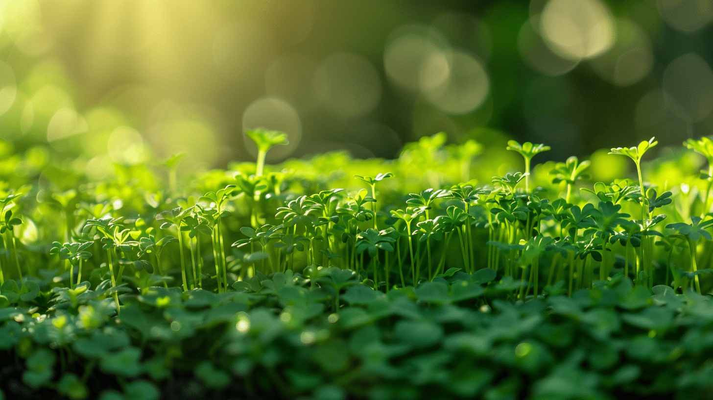 a vibrant, detailed image showcasing an assortment of fresh micro parsley arranged beautifully with a backdrop of lush greenery and sunlight.
