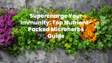 a vibrant image showcasing various micro herbs like turmeric, echinacea, parsley, thyme, ginger, astragalus, and garlic. Arrange them artfully, highlighting their colors and textures, with a subtle background hinting at their health benefits.