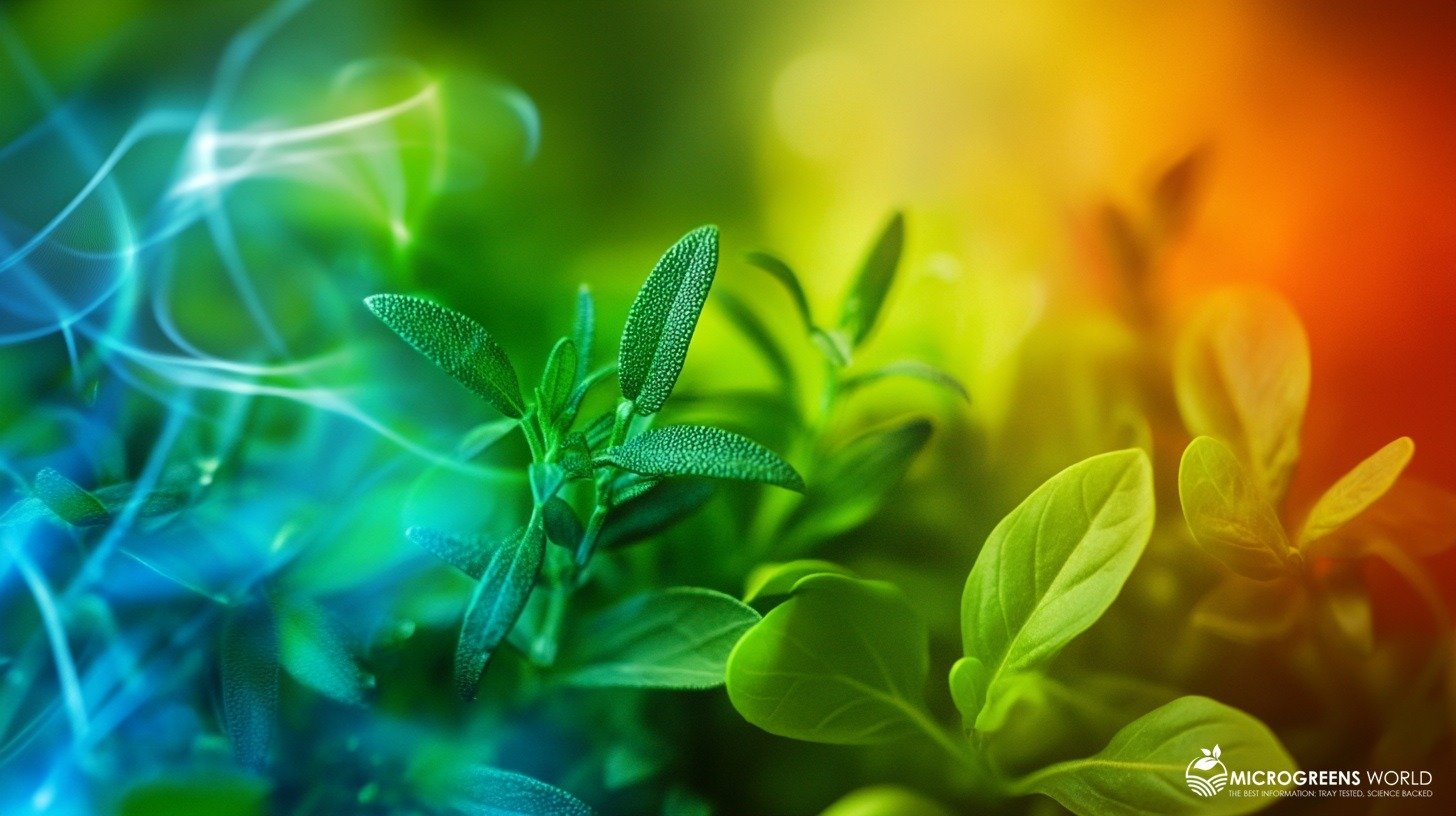 A vibrant, close-up image of fresh herbs like rosemary, thyme, and basil, with colorful, abstract representations of antioxidants swirling around them, glowing with energy, illustrating their powerful, natural properties.