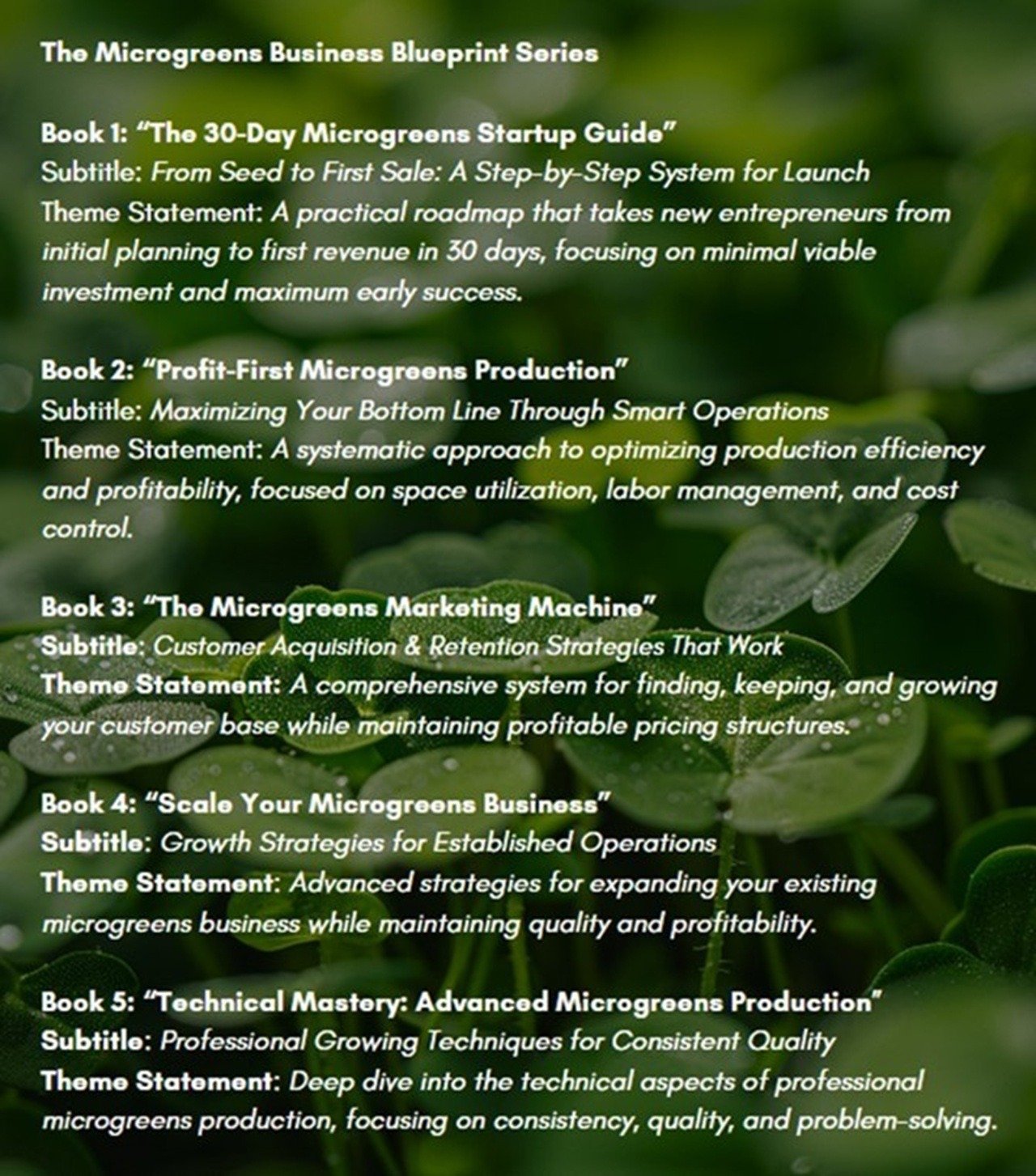 Cover of a Advert with microgreens closeup background and a copy overlayed
