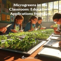 Several middle school children in a classroom growing microgreens