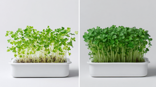 Pea shoot tray comparison
