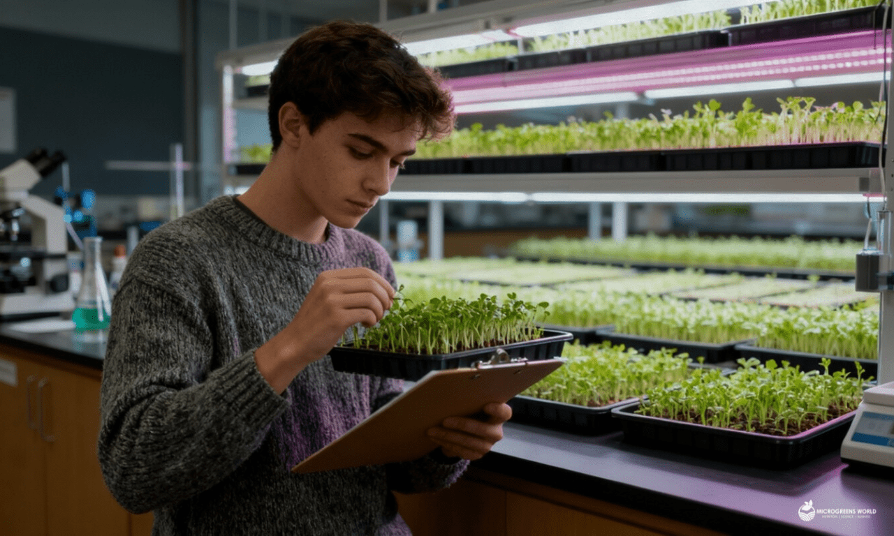 How Microgreens Made Their Way into Labs and Cafeterias College freshman examining microgreens and logging observations
