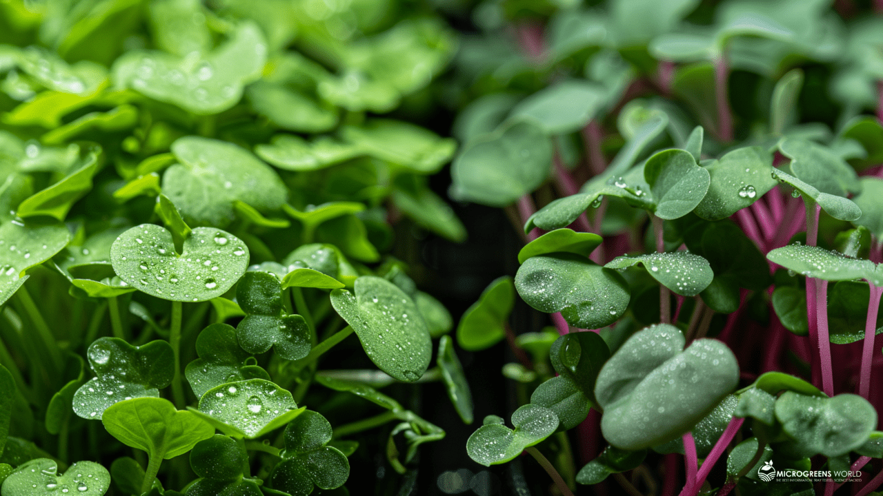 The Final Verdict-Your Personal Microgreen Guide Closeup of Kale and Sango Radish microgreens growing side by side