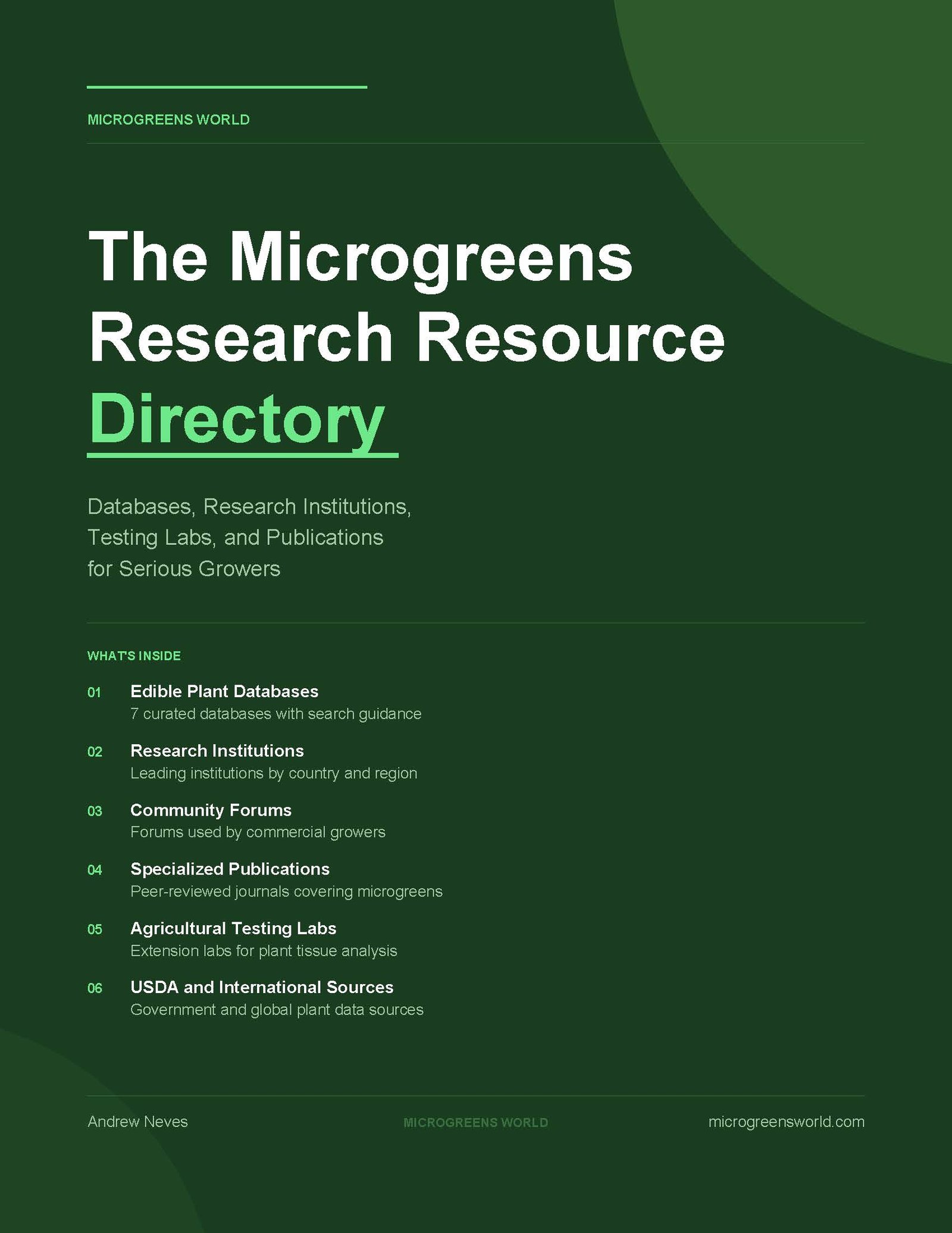 The Microgreens Research Resource Directory