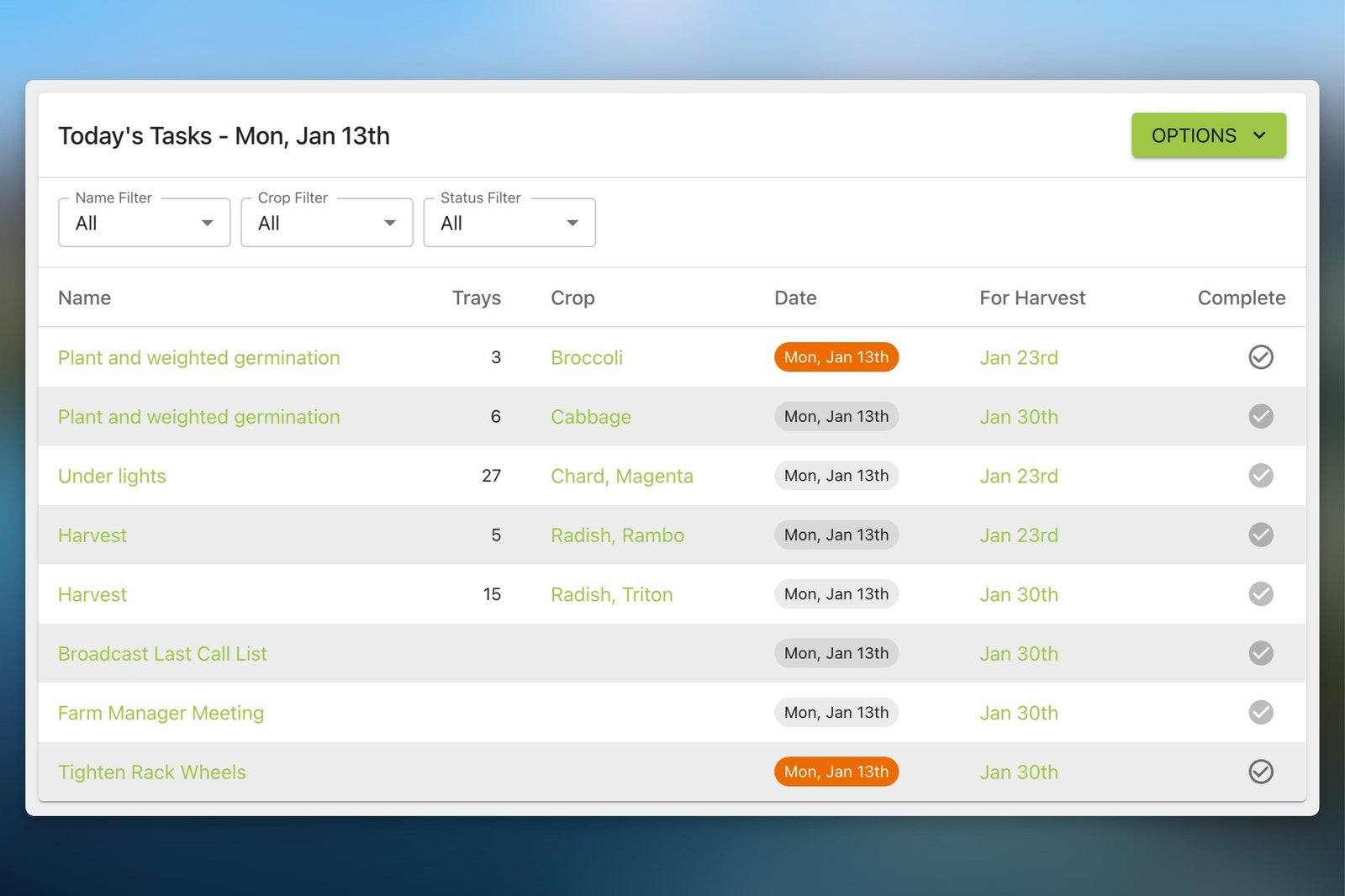 Microgreen Manager Tasks Microgreen Manager pricing tiers showing a free Hobby Plan and paid Startup and Pro plans.